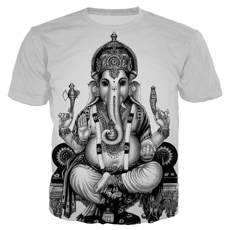 

Футболки Ganesha с 3D принтом, Футболка Ганеша индуийского Бога мудрости, мужская и женская летняя повседневная футболка с коротким рукавом в стиле Харадзюку, большие размеры