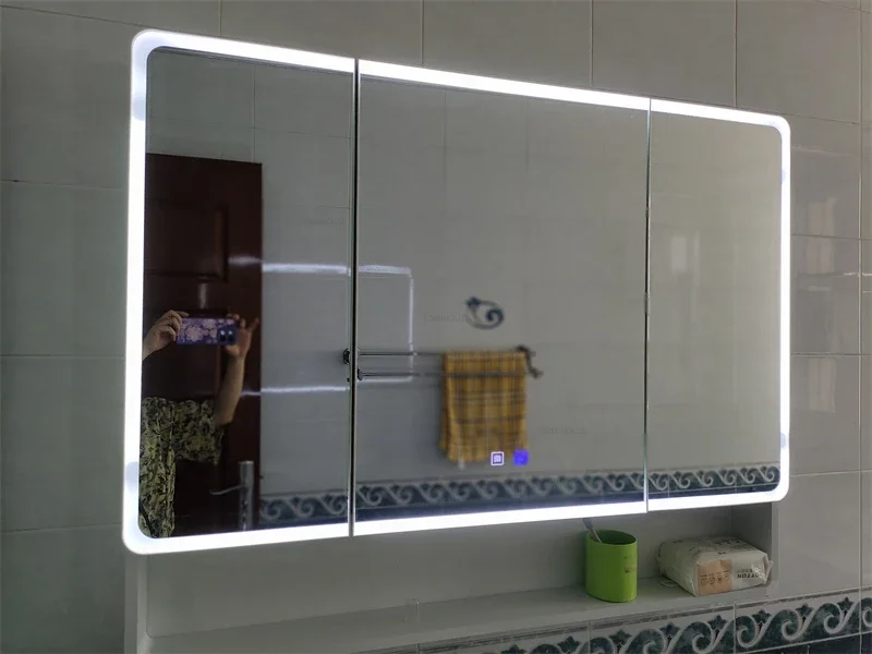 Description Picture 3 of itemLuxury Round Corner Bathroom Cabinets Smart Dressing Mirror Cabinet Designer Home Furniture Wall-mounted Toilet Storage Cabinet