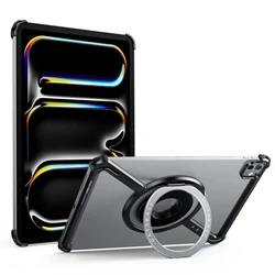 Enhanced Frameless Aluminum Alloy Case with 360° Rotatable Magnetic Kickstand (Black)