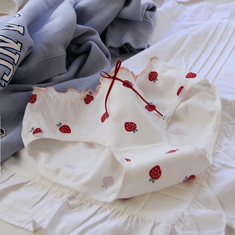 new girls underwear 6pc cotton low waist briefs young girl panties Teenagers s summer hot M-XL heart strawberry