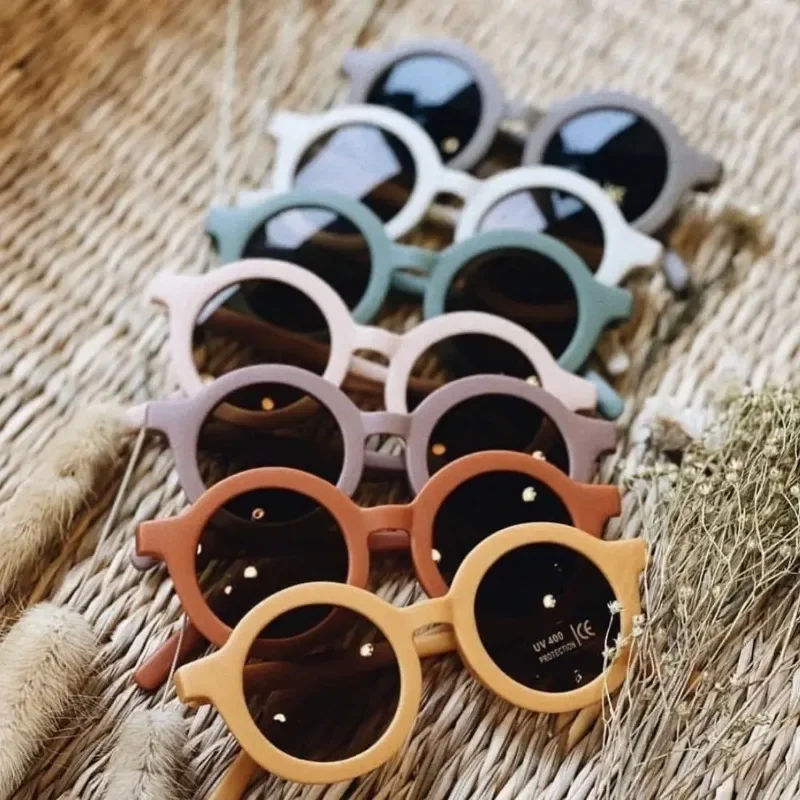 Round Children's Sunglasses Parent-child Frosted Glasses Decorative Runway Shades for Trendy Children's Sunglasses