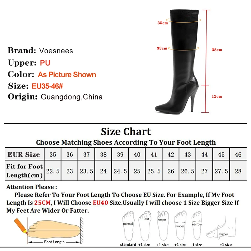 Matte Black Shiny Patent Leather Pointed Toe Zipper Tall Boots 12cm Metal Heels Women Knee High Boots Size 45 Party Dress Shoes