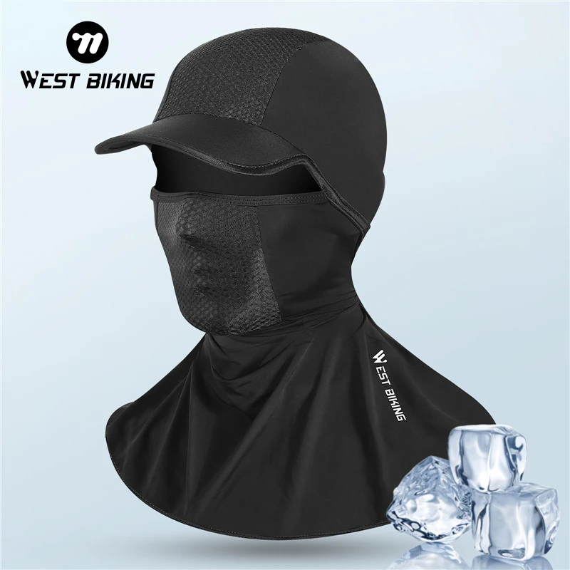 

WEST BIKING Ice Silk Summer Cycling Cap Anti-UV Elastic Bicycle Sports Cool Face Cover Balaclava Breathable Headwear Bike Hat