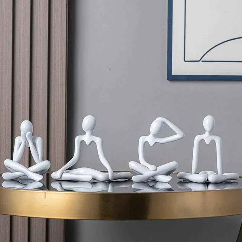1/4PCS Nordic Light Luxury Style Abstract Figure Home Decoration Ornaments Sitting Posture Statue Crafts Desktop Decor Artworks 6