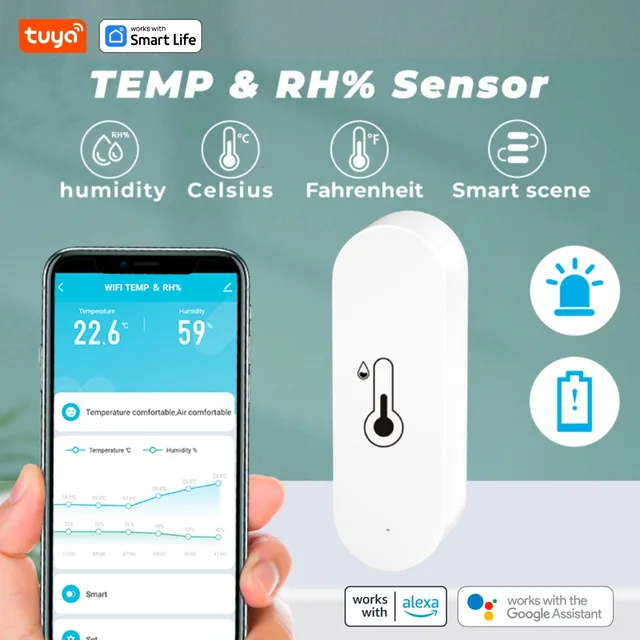 TUYA WiFi Humidity Temperature Monitor: Smart Hygrometer Thermometer for Remote Monitor and Alert,Indoor Thermometer,With Alexa 6