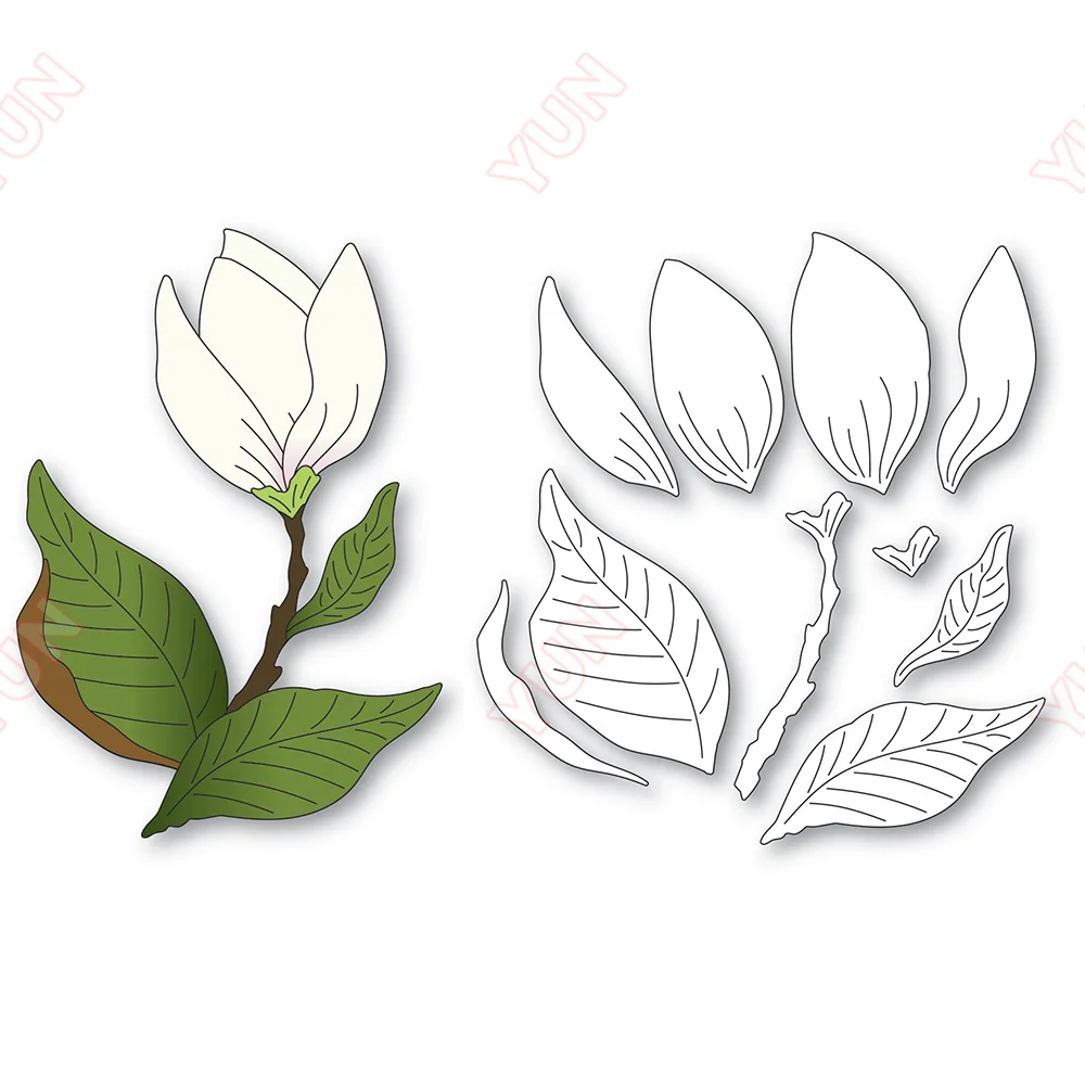 

New Metal Cutting Dies Magnolia Stems Scrapbooking Paper Card Album Diy Craft Templates Decorative Dies