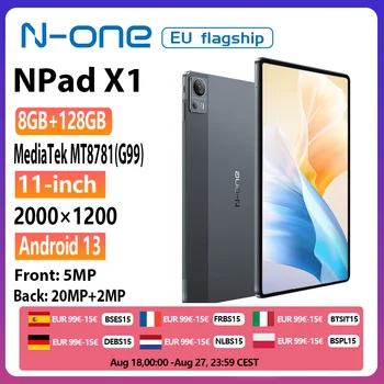 N-one NPad X1 MTK G99 Tablet a 8 core 10.95'' Android 13 Ricarica rapida 8600mAh MAX 16GB 128GB 2000*1200 FHD 4G LTE Supporto L1 1
