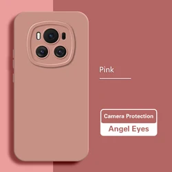 Custodia per telefono in silicone liquido morbido di lusso con protezione per l'obiettivo e design occhi d'angelo
