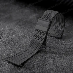 Luxury Stainless Steel Quick Release Watch Strap - Universal Men's Bracelet Belt, Metal Watchband - 20mm (Black)