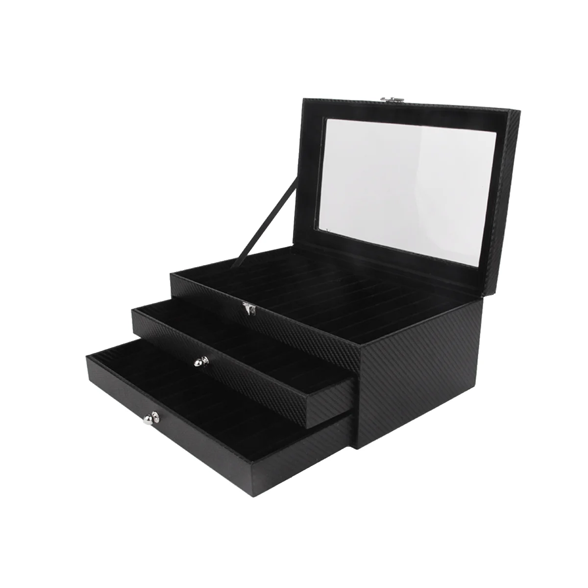 

36 Slots Wooden Pen Display Storage Box Luxury 3 Layer PU Pen Case Glass Window Fountain Case Pen-Collection Organizer