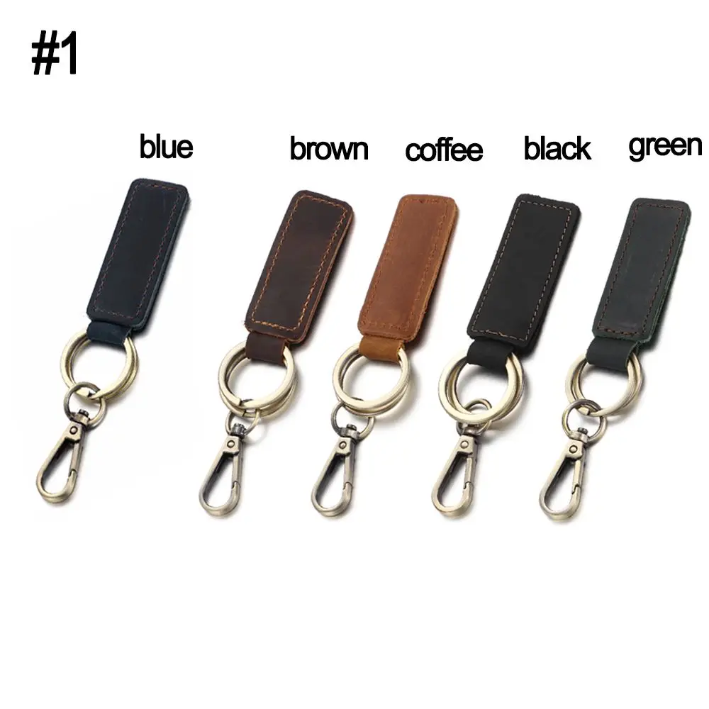 New Fashion Leather Belt Keychain Key Ring Retro Handmade Gift Keychain Car Key Ring