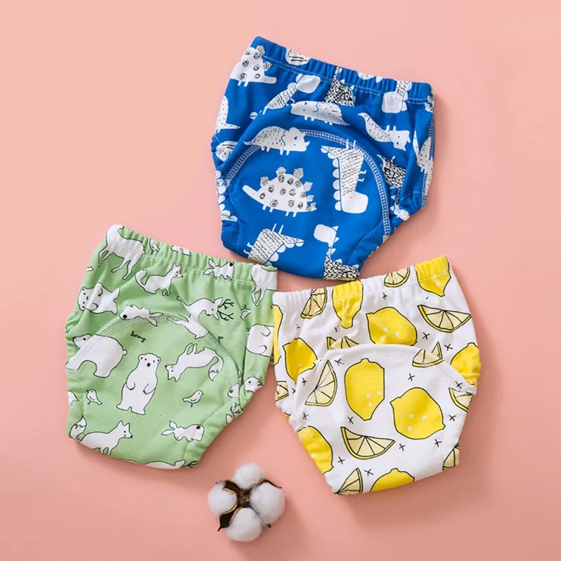Newborn Training Pants Baby Shorts Cartoon Lion Dinosaur Washable Underwear Boys Girls Diapers Reusable Nappies Infant Panties