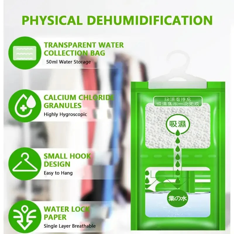 Hangable Wardrobe Moldproof Moisture Proof Dehumidification Bag humidity Moisture Absorbing Bag Closet Dehumidizer Eco Friendly 2