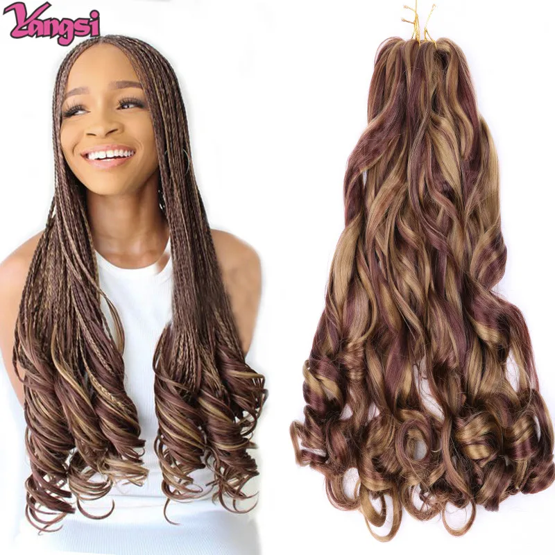 Full Star 22Inch Synthetic Spiral Curls Hair Bundles Loose Wave Braiding Hair French Wavy Crochet Braids Blonde Hair Extension