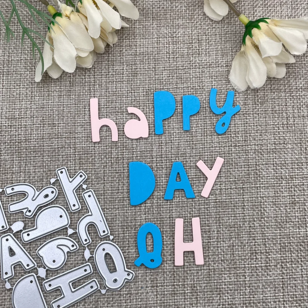 Glückliche Buchstaben Dekoration Metall Stanzformen Schablonen für DIY Scrapbooking dekorative Prägung Handwerk Stanzvorlage