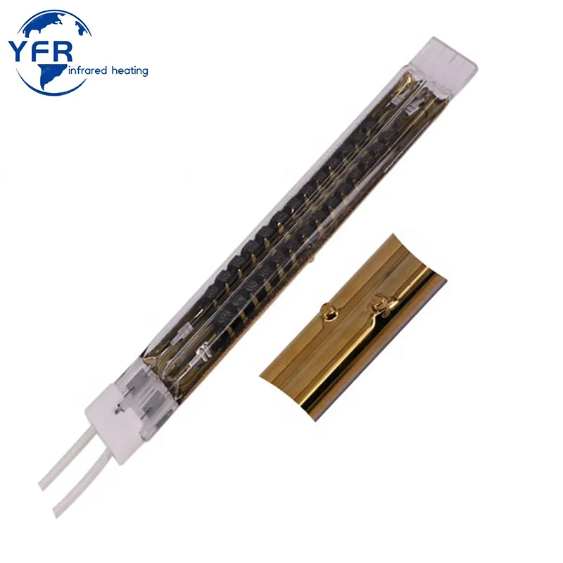 Gold reflector 400mm 380V 1800W Infrared Halogen Heater Parts Twin Tube Infrared Heating Lamp