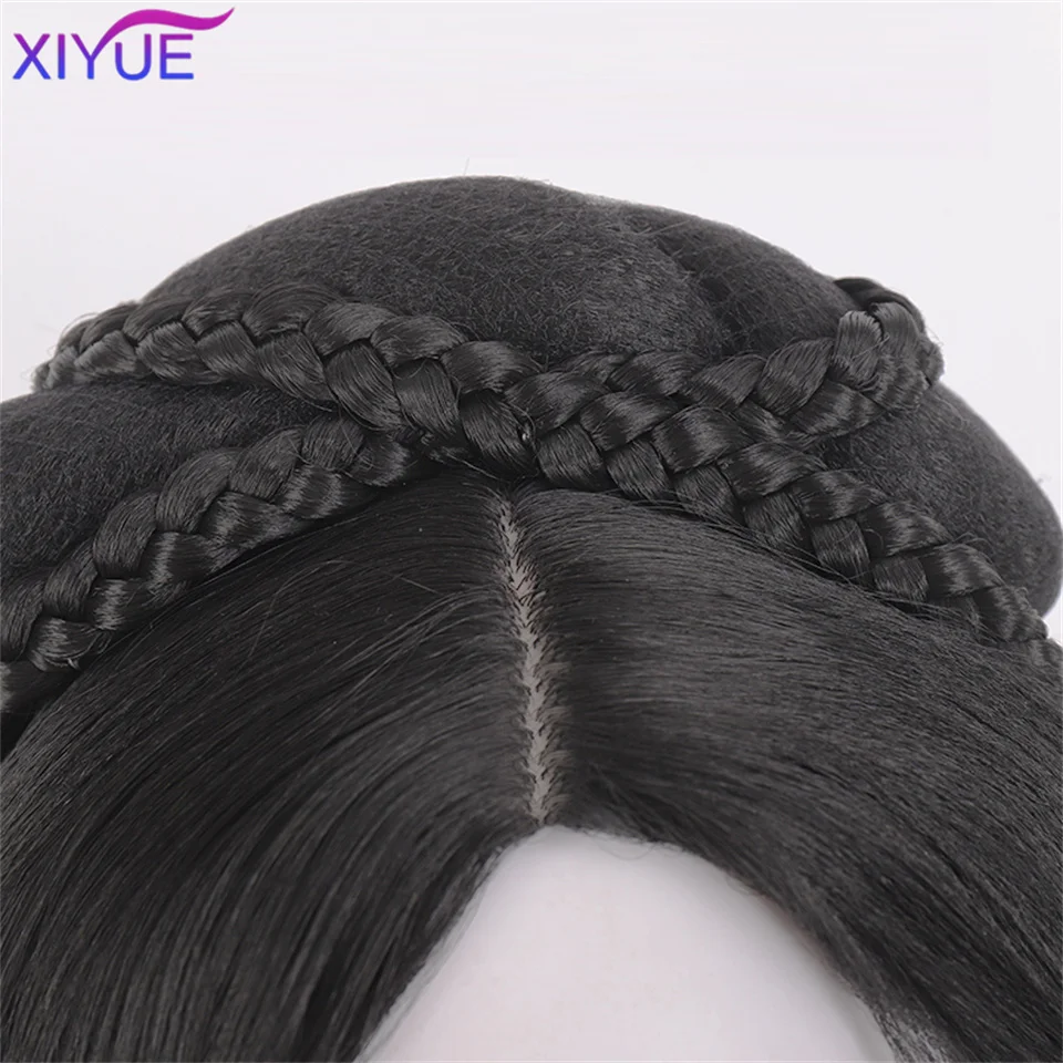 XIYUE Hanfu Wig Headband Women Chinese Style Synthetic Hair Piece Antique Modelling Cos Pad Hair Accessories Headdress Black
