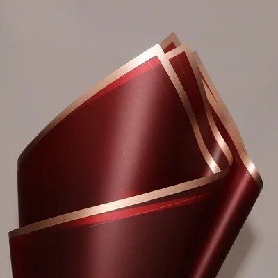 20pcs/lot Golden Border Rose Floral Wrapping Paper Korean Style Semitranparent Gift Wrap Florist Flower Bouquet Wrapping Paper Red