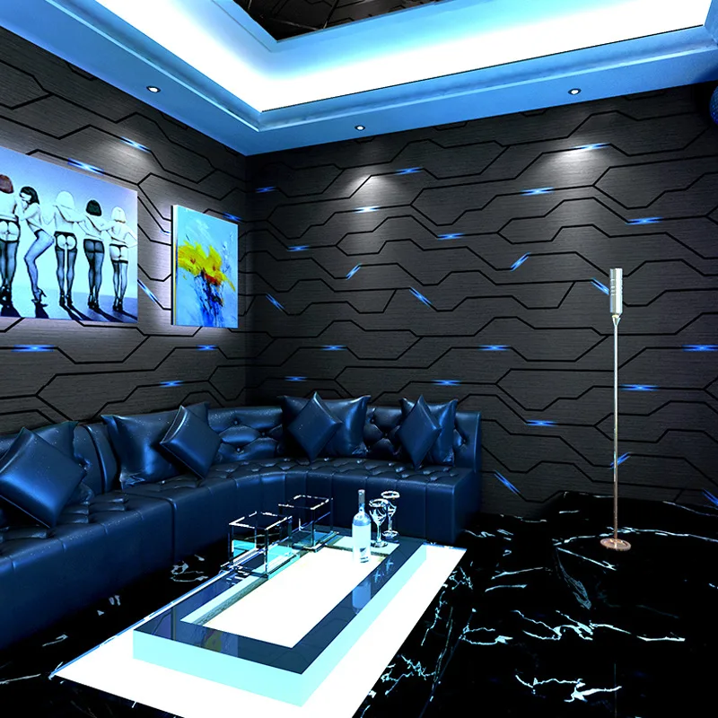 Ktv Wallpaper Cobertura de Parede 3d Stereo Music Bar Decor Flash Technology Sense Gaming Room Decoração de Papel de Esports Rooms