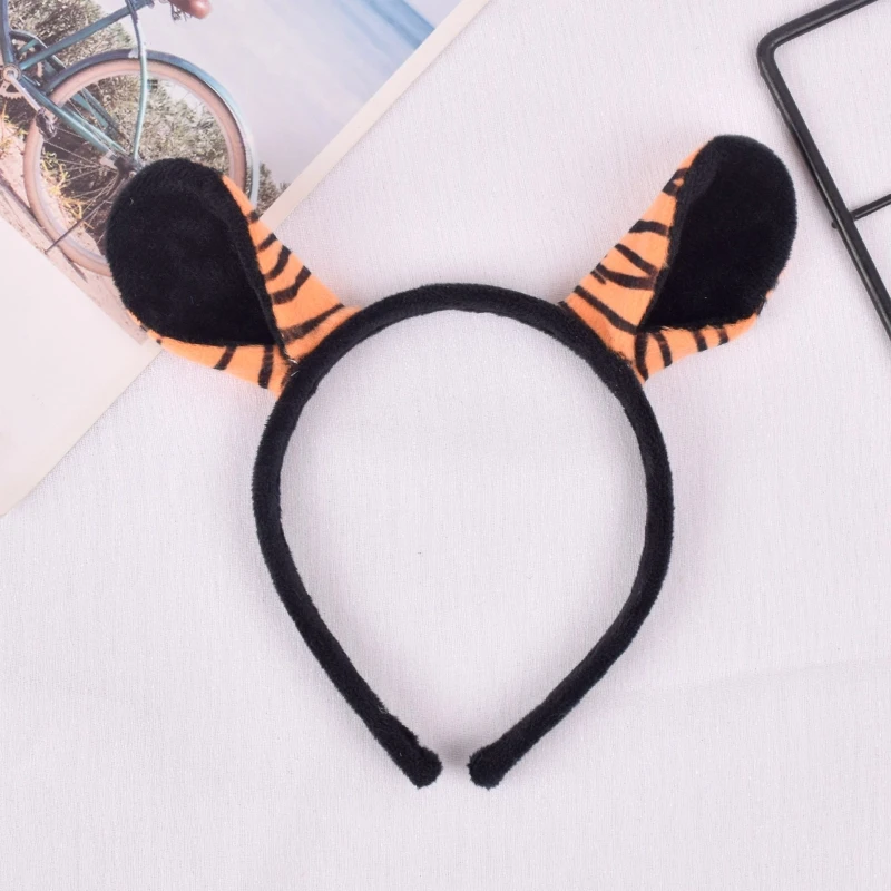 TUONYIS 4 Pezzi Tigre Costume Set Animali Costume Set con le Orecchie di Tigre e Coda Bow Tie Face Sticker, Animale Fancy Dress Accessori per Bambini Adulti Carnevale Halloween (Marrone
