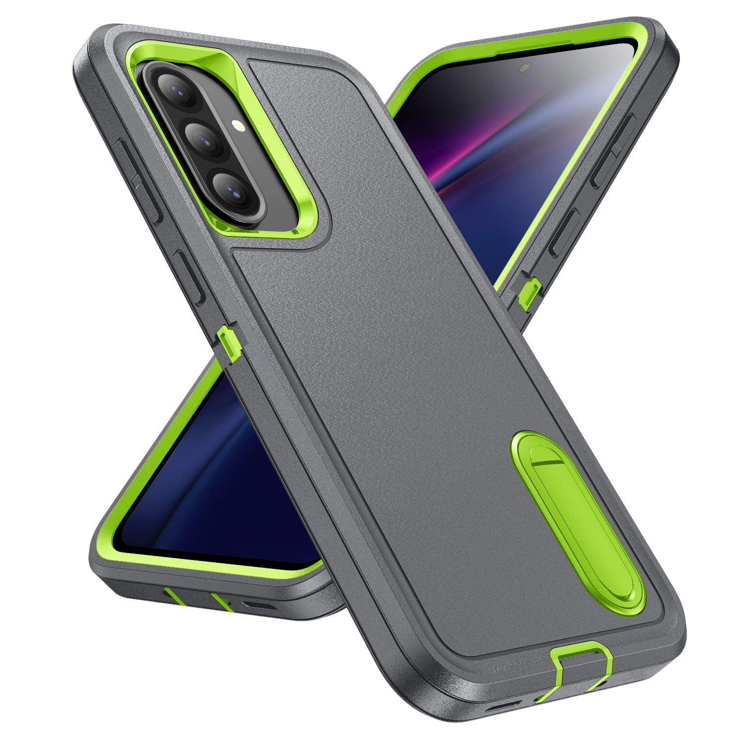 Triple Protection Heavy Armor Shockproof Phone Case with Hard Plastic Frame and Soft TPU Back Cover
