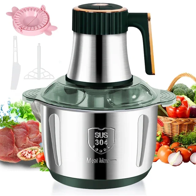 Stainless Steel Meat Grinder Food Crusher Vegetable Slicer Chopper 5