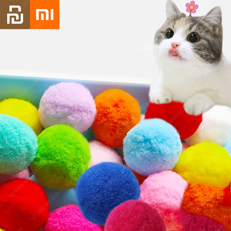 Xiaomi Colorful Plush Ball Pet Toy Cat Chew Toy Clean Tooth Molar Bouncy Ball Interactive Funny