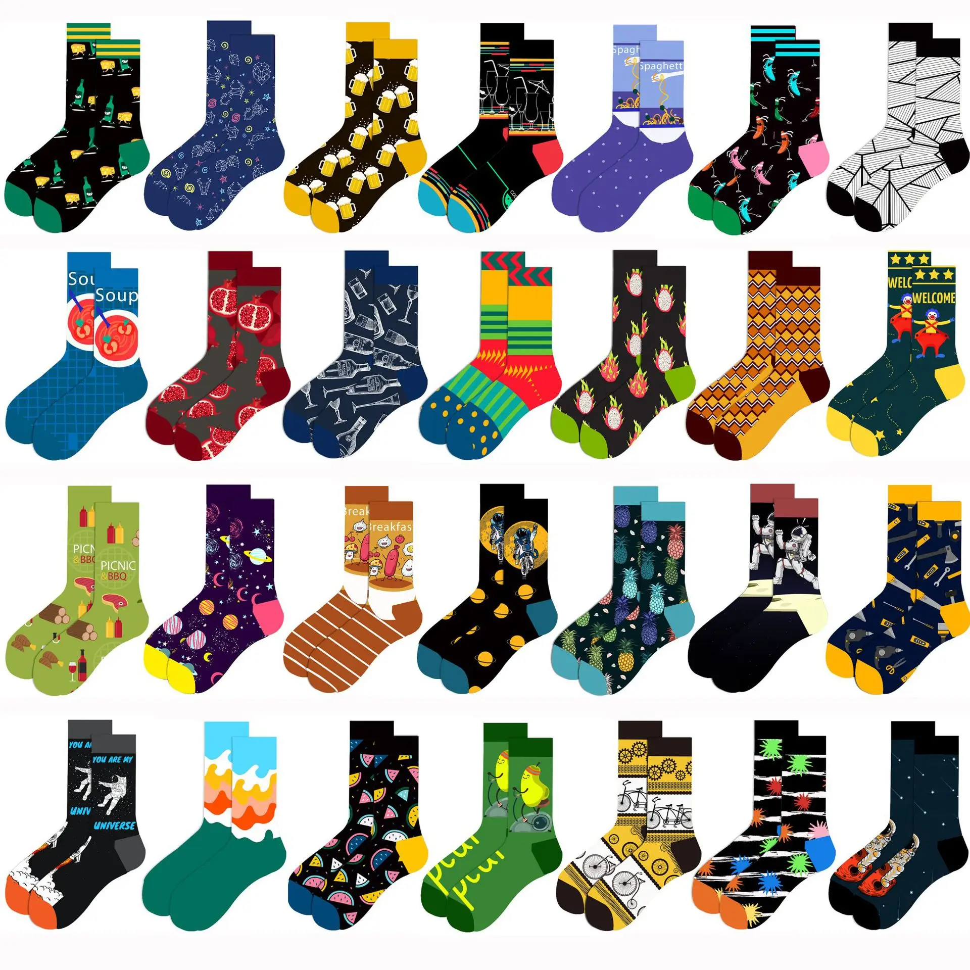 Streetwear Oversized Cartoon & Fruit Design Cotton Socks