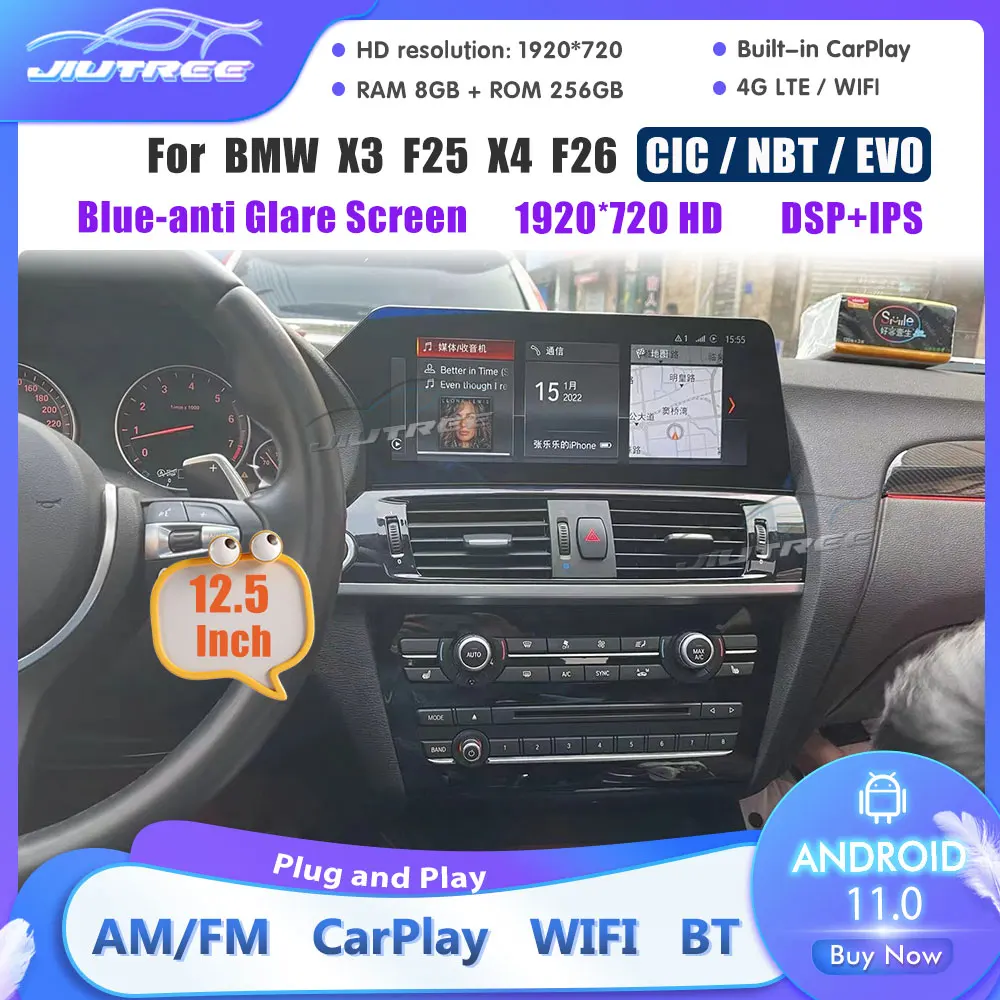 

Qualcomm Snapdragon 662 Android 12 For BMW X3 F25 X4 F26 2011 2012 -2017 CIC NBT EVO Car Radio 8G+256GB GPS Multimedia Player