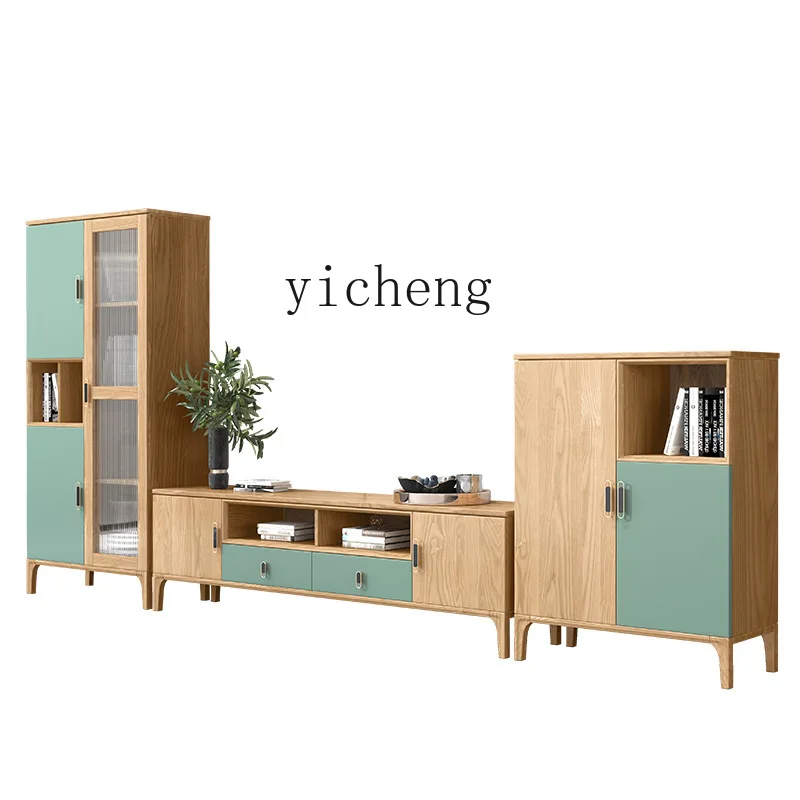 

XL Ash Wood Solid Wood TV Cabinet Coffee Table TV Cabinet Wine Cabinet Side Cabinet Floor Cabinet Suit