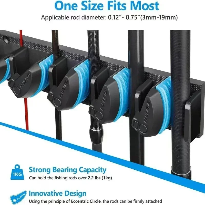 Wall-Mounted Fishing Rod Holder Vertical & Horizontal Pole Rack for Up To 9 Rods Accessories Organizer Fishing Tools fishing rod holder fishing rod bracket fishing rod support fishing rod rest