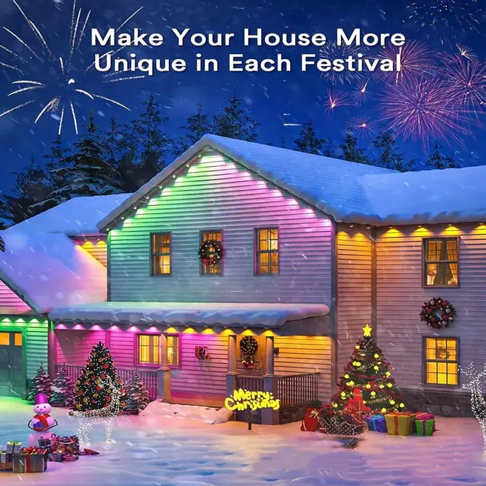 90M 180LEDs Permanent Outdoor Christmas Lights, APP Control Music Sync, IP67 Waterproof Eaves Lights for Home Halloween Decor - Image 6