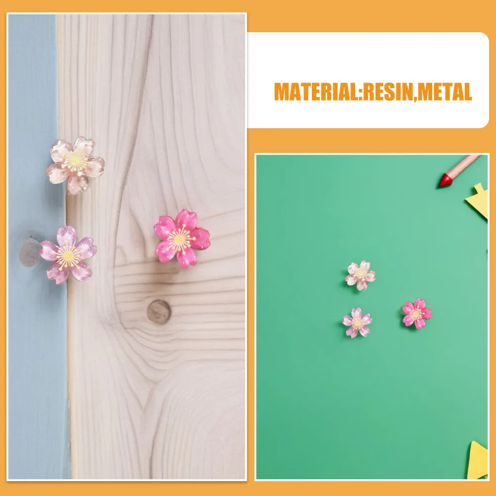 30개의 미적 감각이 돋보이는 벚꽃 레진 푸시핀, 장 플랫 압정, 게시판 사진 디스플레이, 책상 정리, 공예용