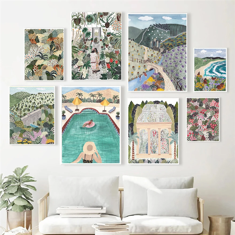 Tropical Plant Jungle Girl Wall Art Canvas Painting Nordic Posters And