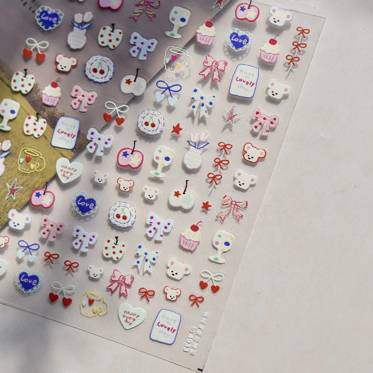 Vibrant Kawaii Apple Nail Art Stickers - Sweet & Cute Self-Adhesive Decals
