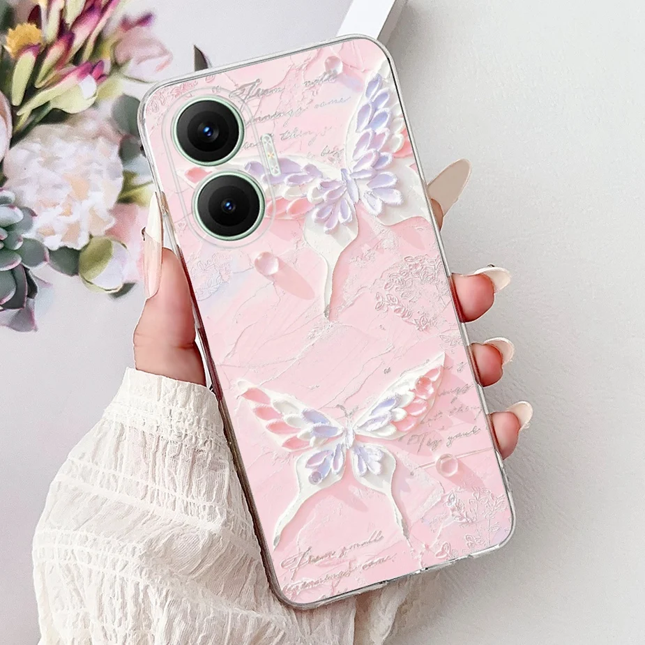 Cute Cat Butterfly Soft Silicone Phone Case - Embossed Design, Durable Protection, Lightweight