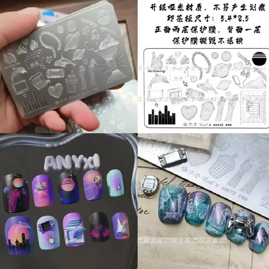 1pc Chinese Garden  Lotus Flowers Redwood Trees Nail Stamping Plate Stamping Nails Design Images Manicure Nail Art Set 4
