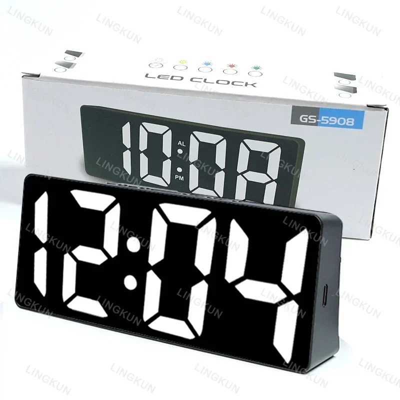 1pc LED Mirror Digital Clock Bedroom Office Travel Electronic Table Clock Desktop Makeup Mirror Alarm Clock Temperature Function