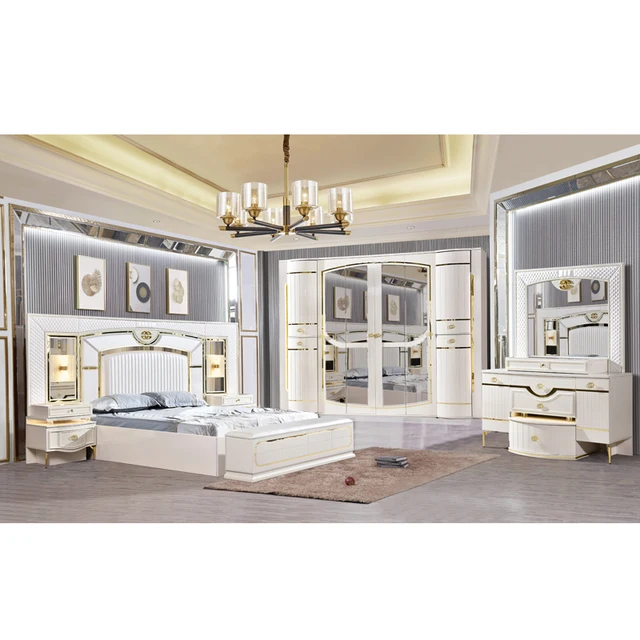 Lightweight Design King Bed Leather Wooden Turkish Modern Size Luxury Furniture Bedroom Set 2