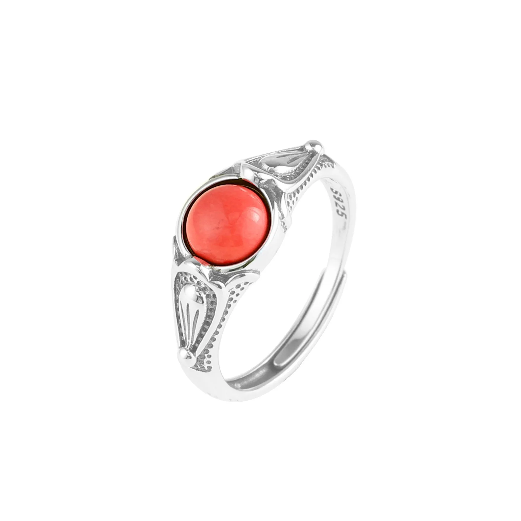 

JZ128 ZFSILVER Thai Silver 925 Fashion Elegant South Red Agate Turquoise Luxury Design Round Ring Women Wedding Party Girl Gift