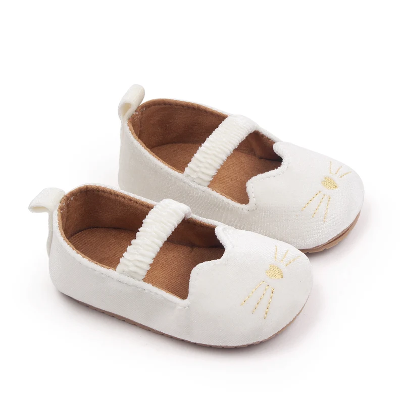 Baby Shoes Cute Kitty Toddler Outdoor Walking Mary Jane Shoes Slip on Style TPR Sole Anti Slip for Baby Prewalking