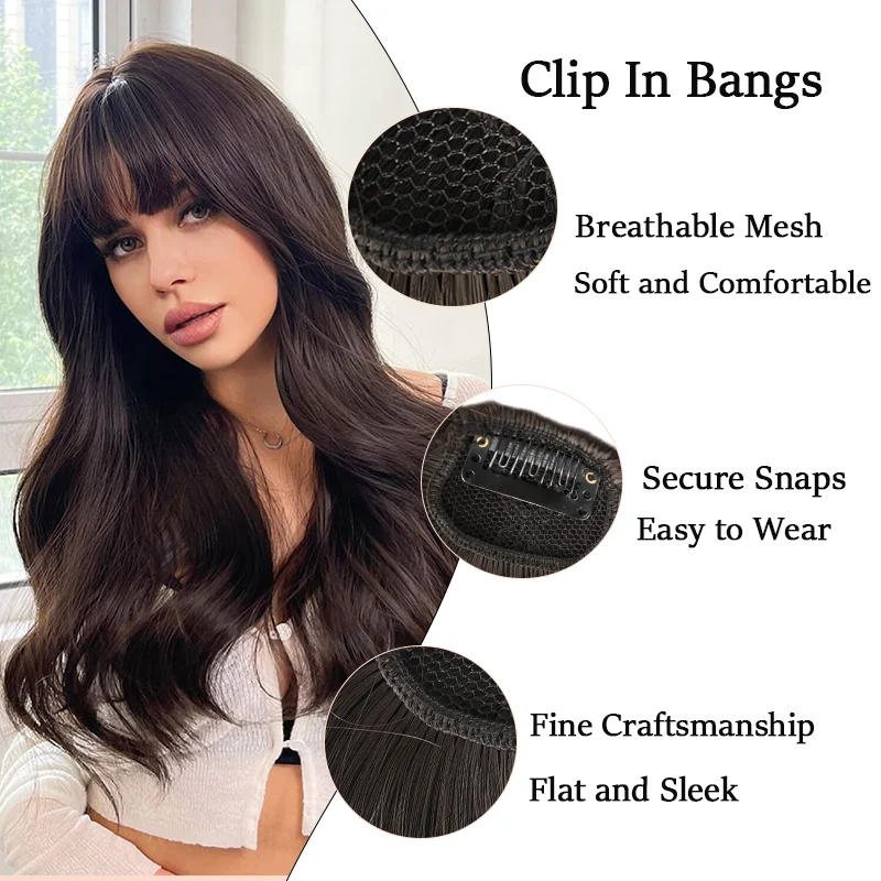 LUPU Synthetic Hair Bangs Clip In Hair Extensions Wispy Bangs Fringe With Temples Hairpieces For Women Girls