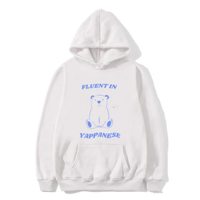 

Funny Fluent in Yappanese Meme Graphic Hoodie Men Women Cute Kawaii Hooded Sweatshirt Male Casual Pure Cotton Pullover Hoodies