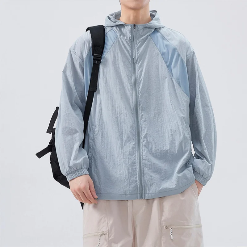 UPF50+ Thin Ice Silk Sunscreen Jacket Men's Summer Sports UV Protective Skin Clothing Breathable