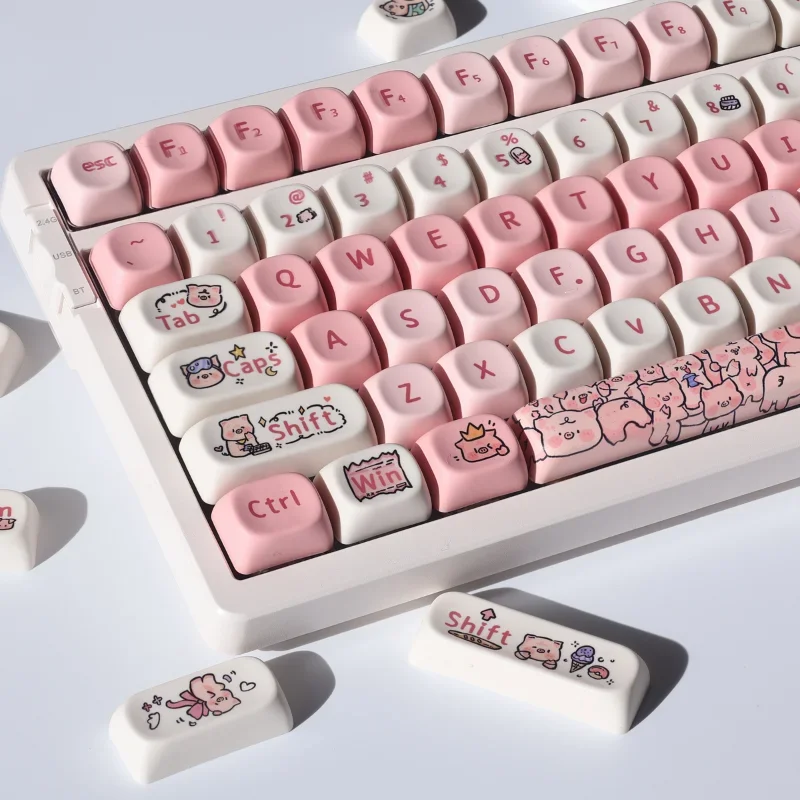 Cute Pink Pig Teclado Mecânico Moa Keycap Presente 139 Chaves Pbt Keycap Faça Você Mesmo Criativo 61 64 84 87 104 108