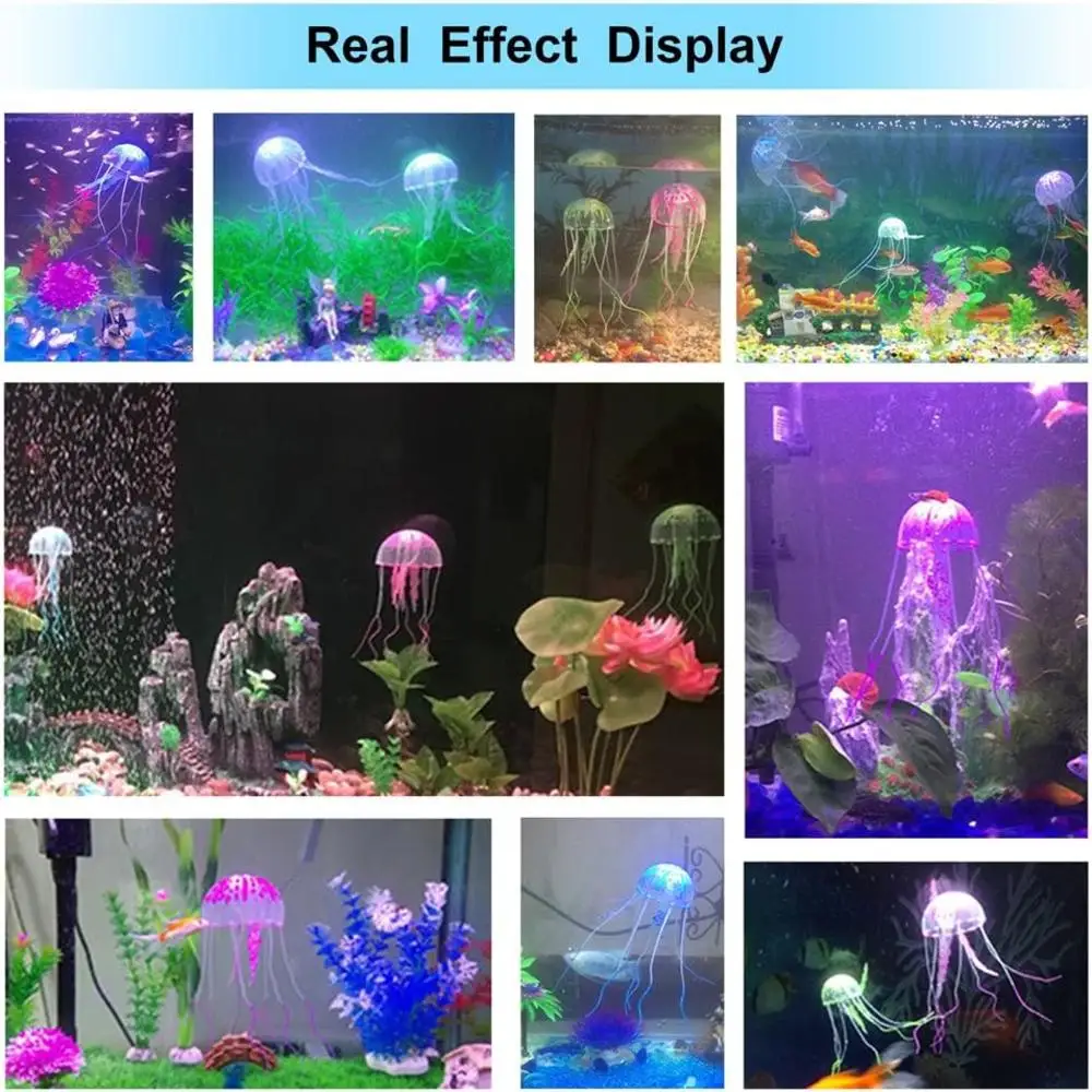 Artificial Swim Glowing Moon Jellyfish Fish Tank Underwater Ornaments Decoration Aquatic Landscape Pet Supplies Home Accessories