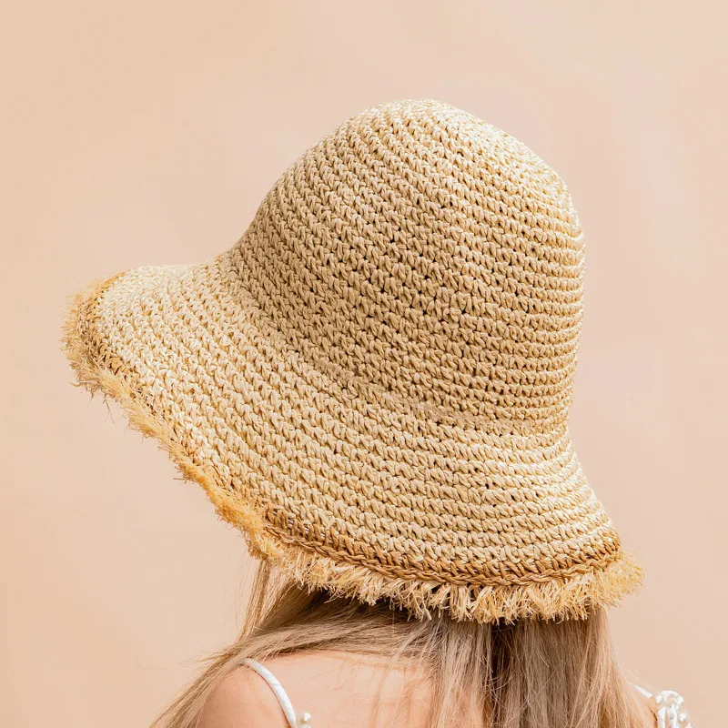 Cappello Di Paglia Da Donna A Tesa Larga - Modello Panama Fedora, Protezione Solare UV, Pieghevole Per Viaggi E Spiaggia