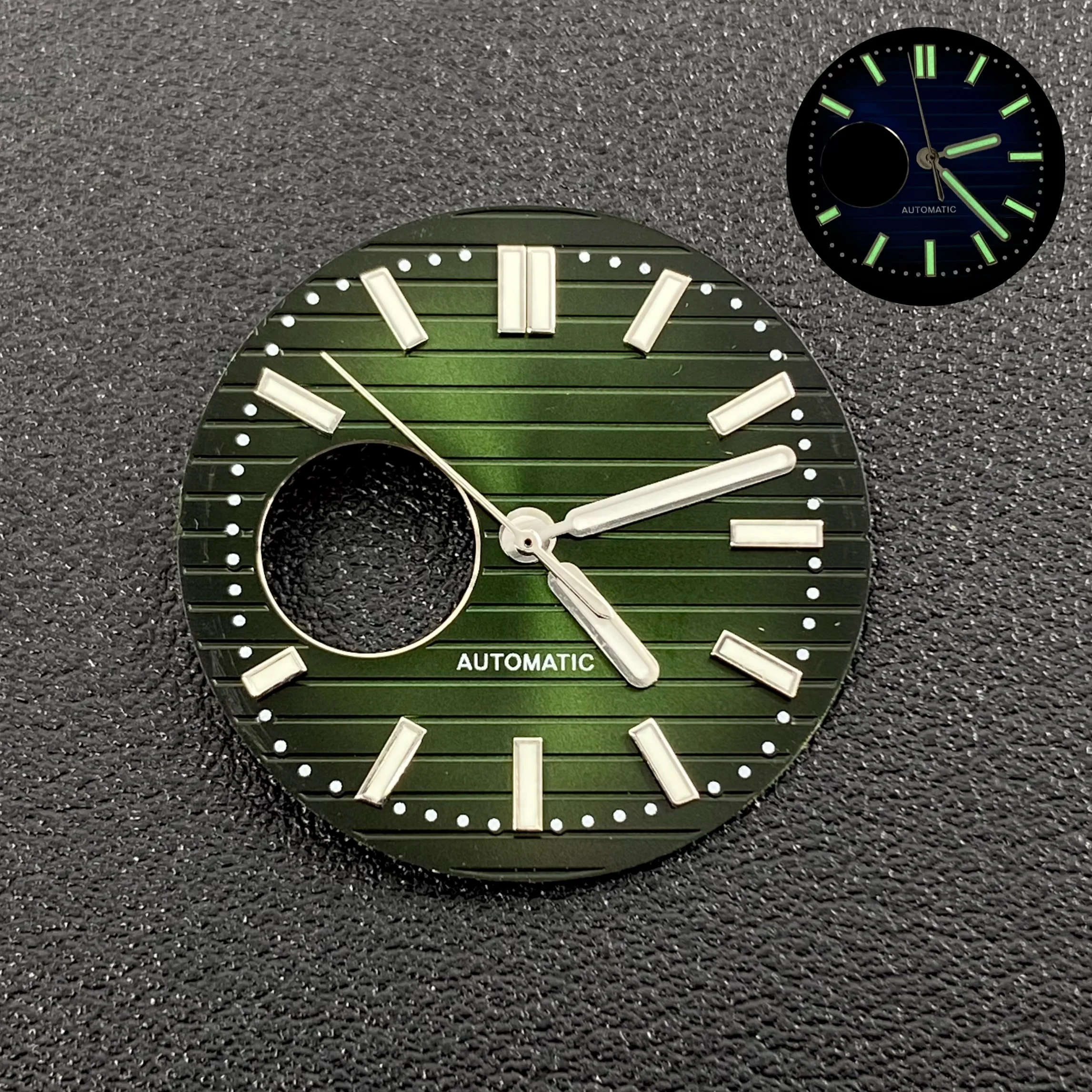Green Luminous Nautilus Watch Dial with Hands for NH38 Movement Modification Repair Accessories