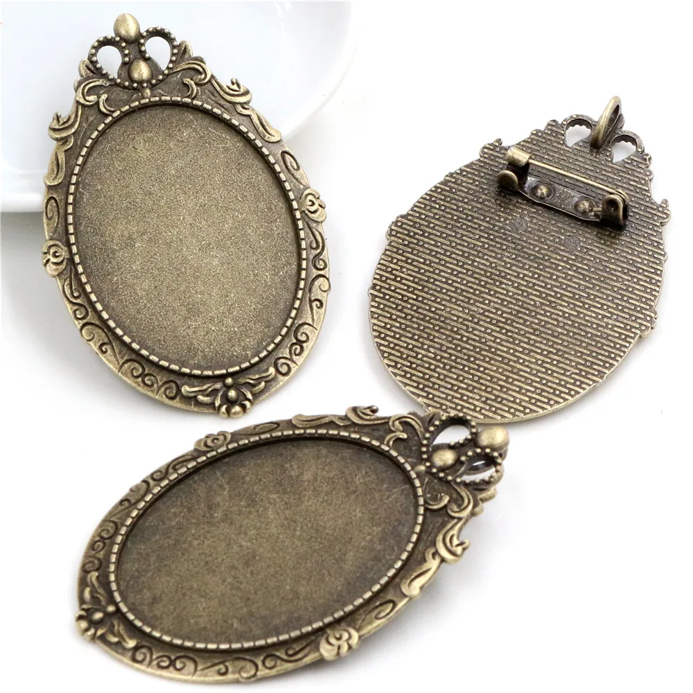 5pcs 30x40mm Inner Size Pin Brooch Pierced Style Base Setting Pendant