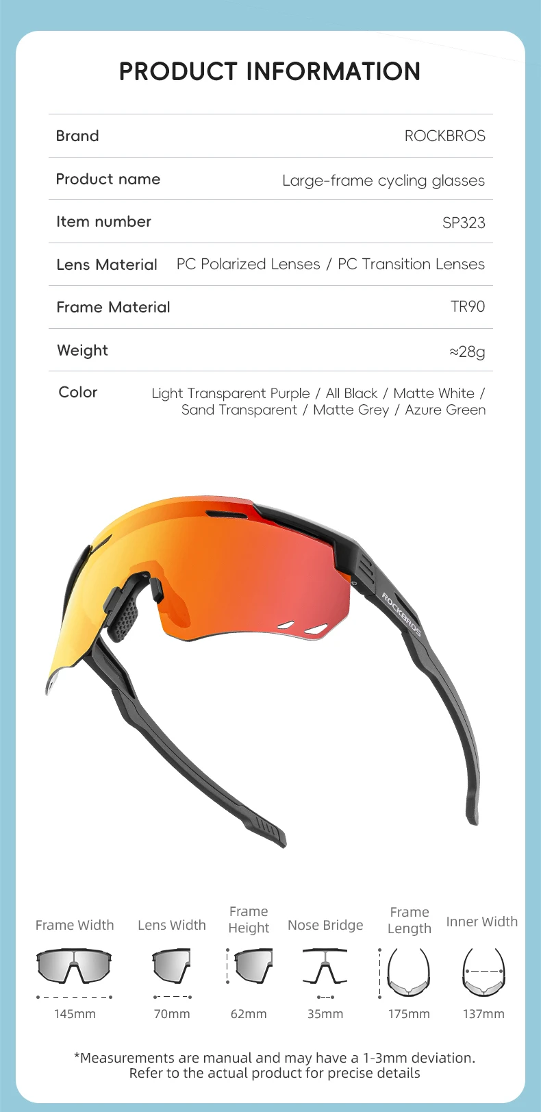 Rockbros Fahrrad brille MTB Rennrad Brillen fahren Golf brille Schutz Sport UV400 Sonnenbrille polarisiert/photo chrom – Detail 15